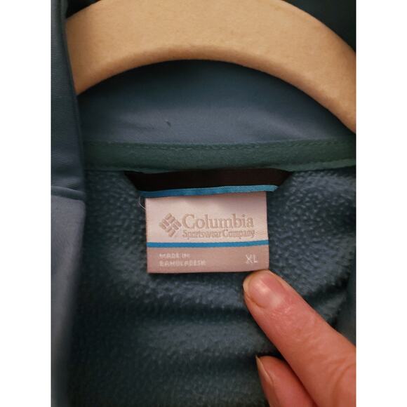 Columbia Size XL Womens Teal 1/4 Zip Athletic Top Long Sleeve Fleece Pullover - Picture 3 of 3